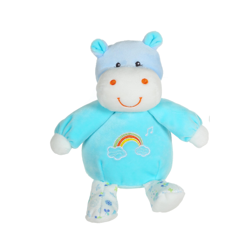  rainbow musical soft toy hippopotamus blue 15 cm 
